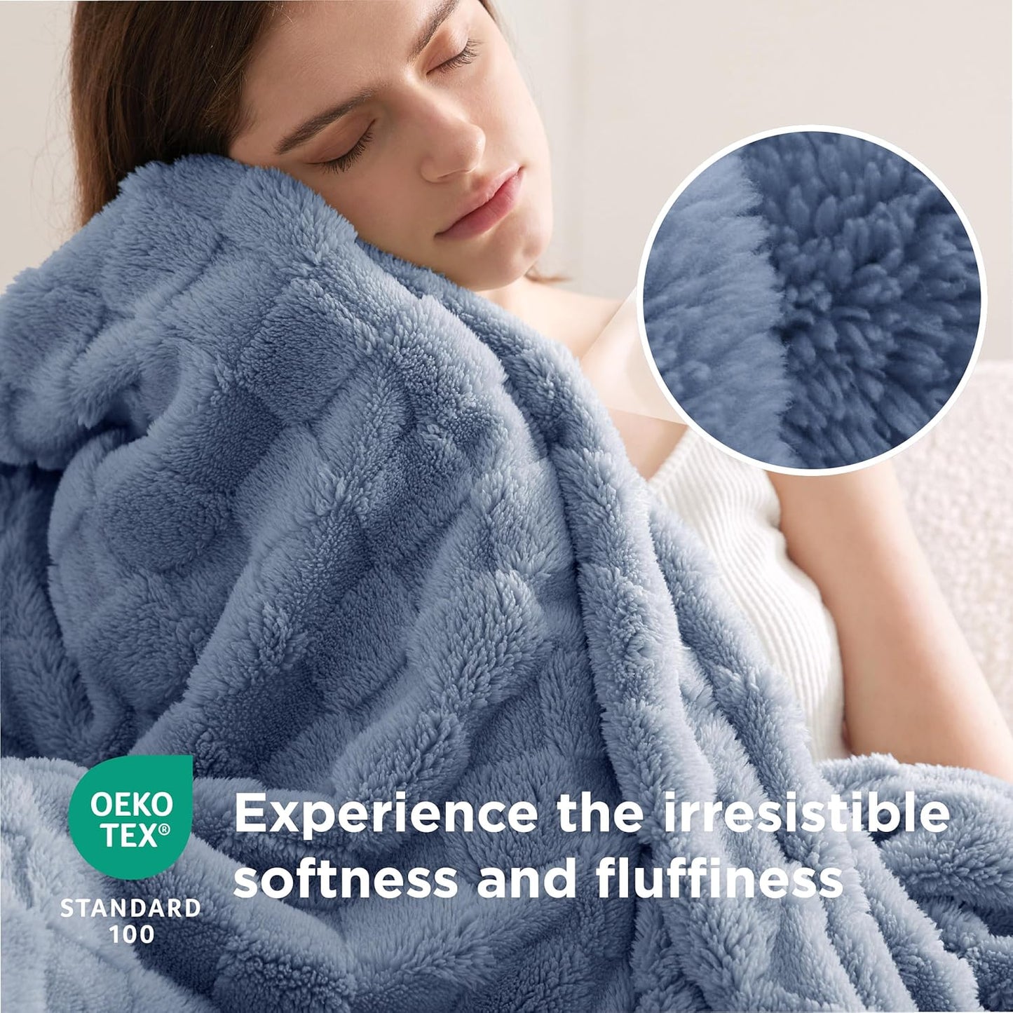 Bedsure GentleSoft Ashley Blue Throw Blanket for Couch - Checkered Fleece Blankets Gifts for Women Men Girls, Cute Soft Cozy Throw for Bedroom Home Decor Gifts, 50x60 Inches