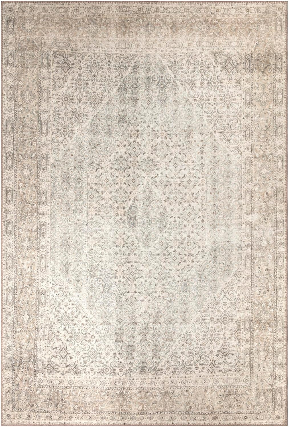 Keen Home Design 6x9 Rug - Machine Washable Area Rug with Non-Slip Backing, Ideal for Living Room, Dining Room, Bedroom - Vintage, Easy Clean, Durable, Low Pile Rug - (6' x 9')