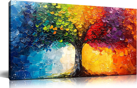 ZHAOSHOP Tree Wall Art for Living Room - Colorful Painting Wall Art for Bedroom - Home Office Decor Women Size 20" x 40"