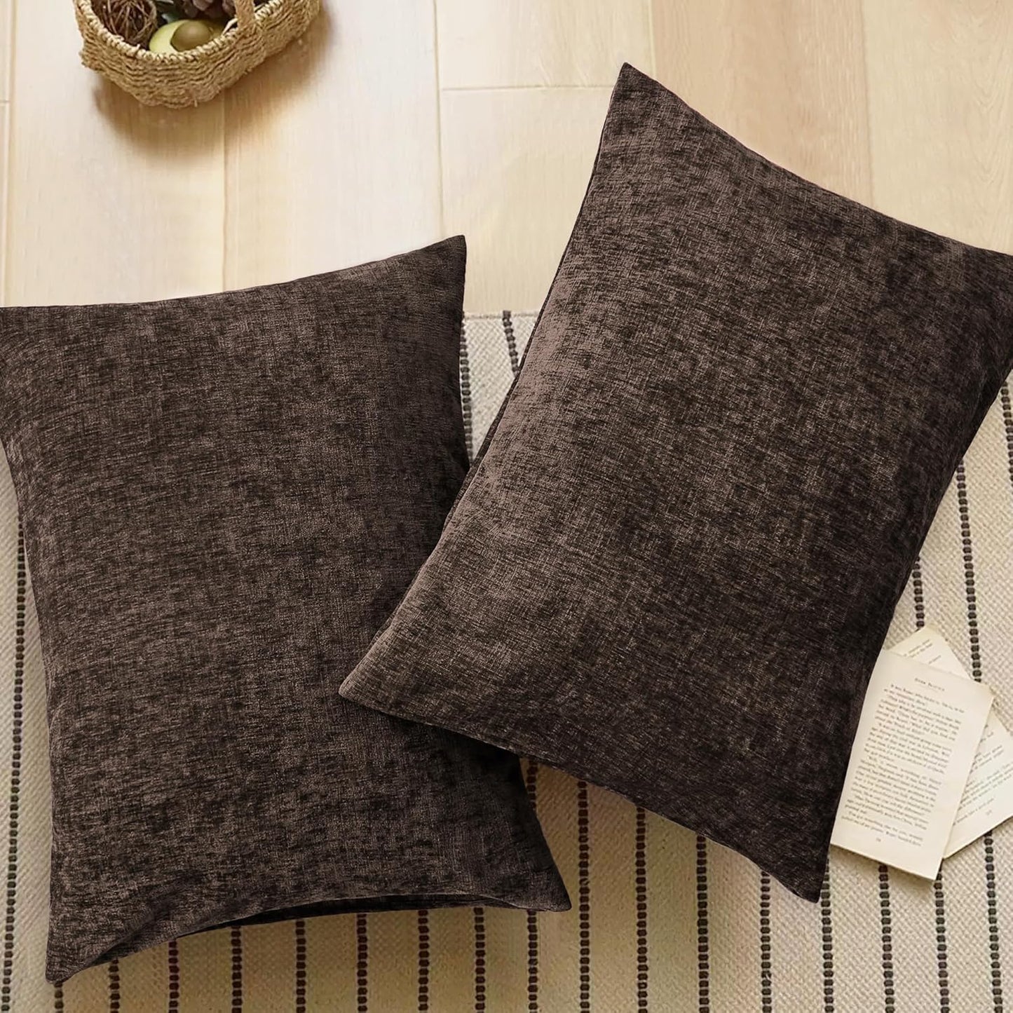 CaliTime Throw Pillow Covers Decorative 20 X 26 Inches Pack of 2 Cozy Chenille Standard Pillow Shams Cases for Couch Sofa Bed Living Room Home Coffee