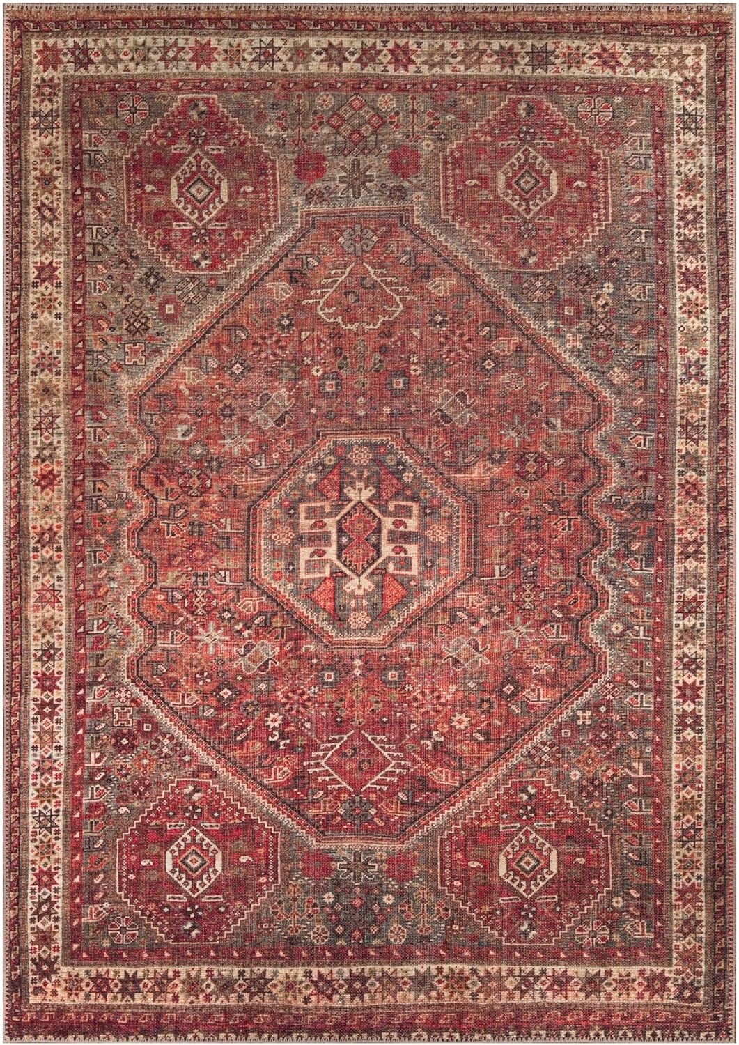 Keen Home Design 4x6 Rug - Machine Washable Area Rug with Non-Slip Backing, Ideal for Living Room, Dining Room, Bedroom - Vintage, Easy Clean, Durable, Low Pile Rug - (4' x 6')