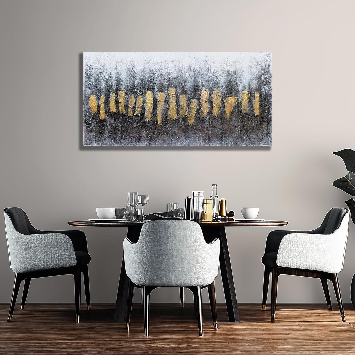 Belmrxne Large Abstract Wall Art Black and Gold Canvas Painting Dark Room Decor Aesthetic Funky Wall Decor Personalized Artwork for Living Room Bedroom Dining Room Office Home Decor 30x60 inch