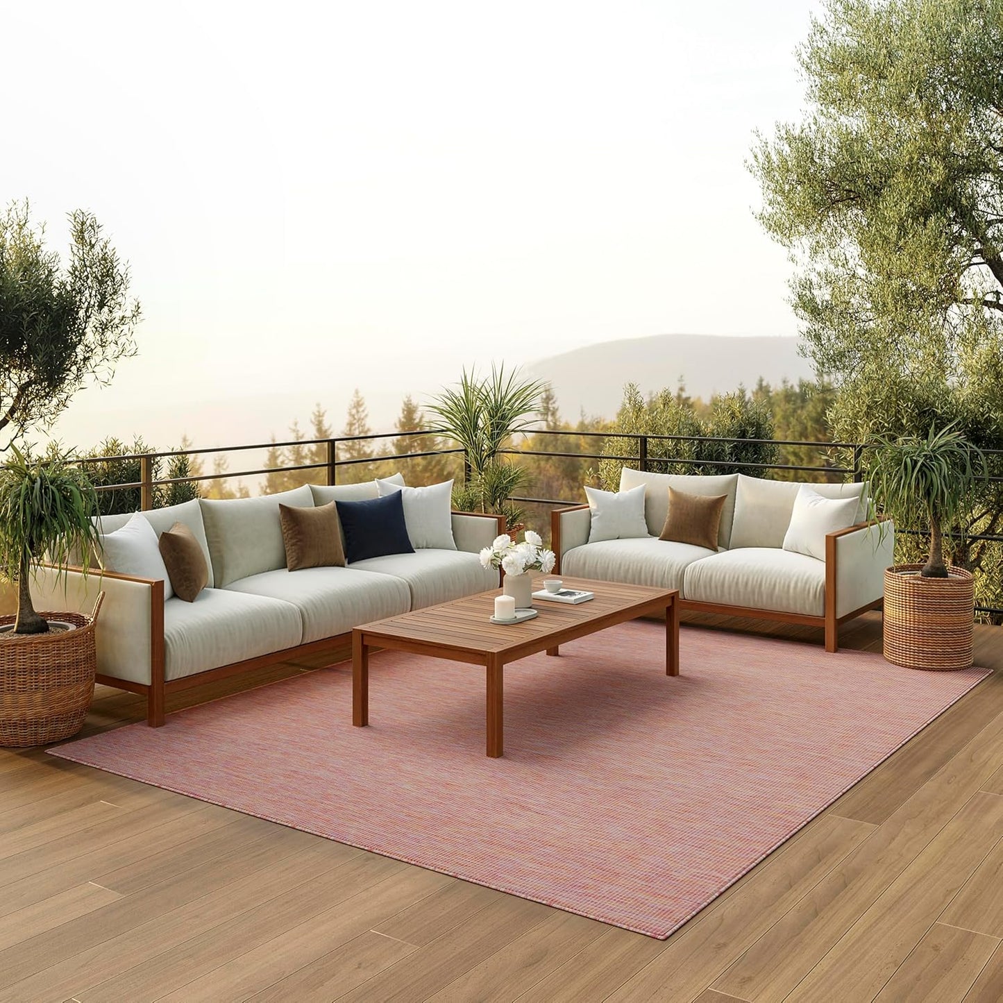 Nourison Home Positano Indoor/Outdoor Rainbow 6' x 9' Area Rug, Easy Cleaning, Non Shedding, Bed Room, Living Room, Dining Room, Backyard, Deck, Patio (6x9)