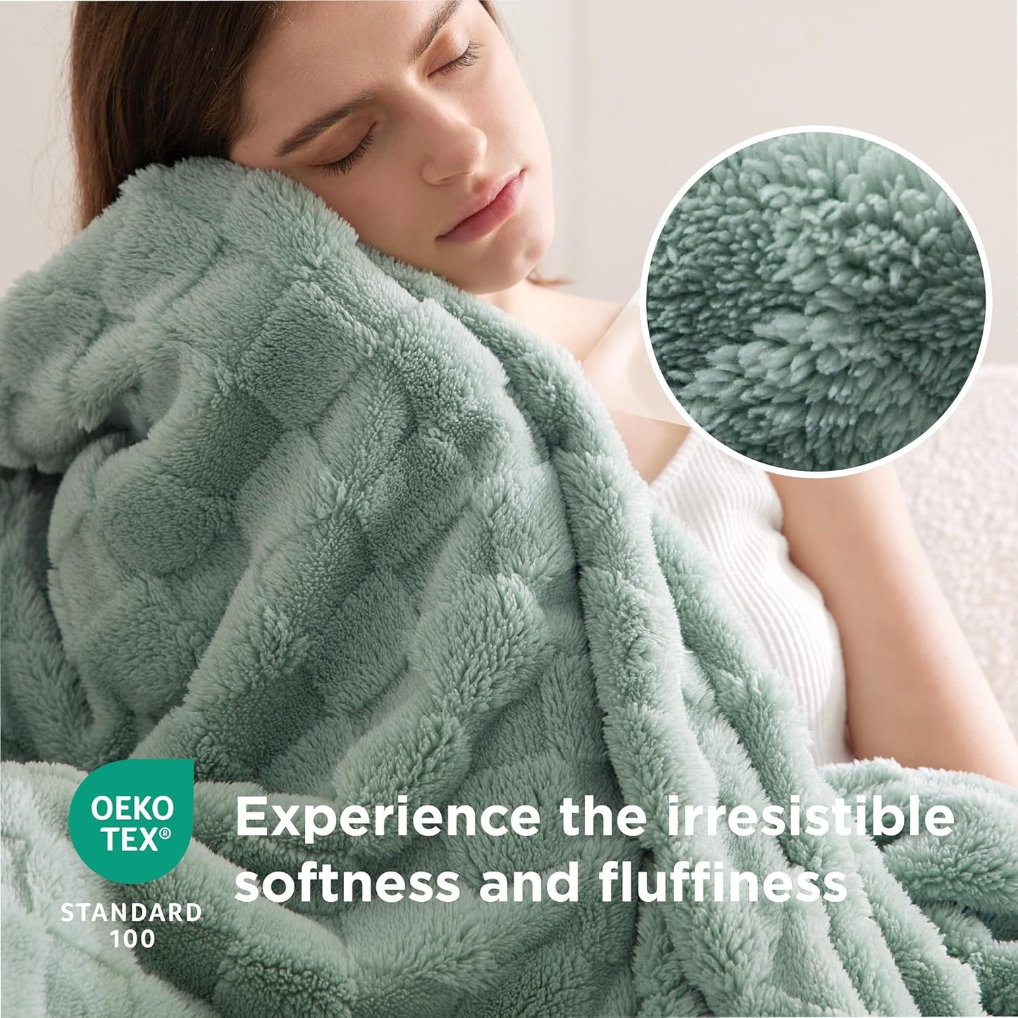 Bedsure GentleSoft Sage Green Throw Blanket for Couch - Checkered Fleece Blankets Gifts for Women Men Girls, Cute Soft Cozy Throw for Bedroom Home Decor Gifts, 50x60 Inches