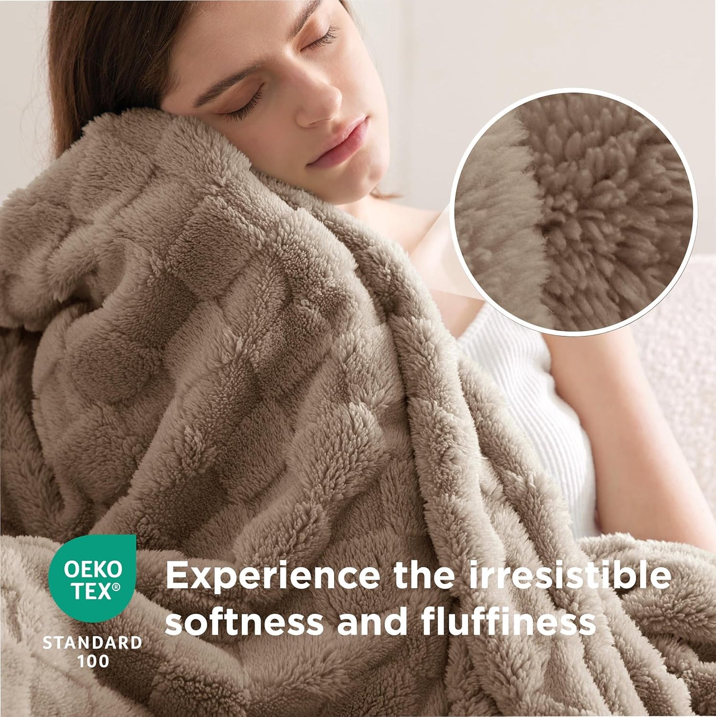 Bedsure GentleSoft Light Taupe Throw Blanket for Couch - Super Soft Cozy Blankets Gifts for Women Men Girls, Cute Small Fleece Throws for Bedroom Home Decor, 50x70 Inches