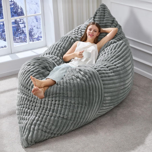 Hobestluk 3 in 1 Bean Bag Chair Giant Bean Bag Chairs Convertible Bean Bag Floor Cushion with Machine Washable Cover, Beanbag Chairs for Adult (Turquoise Grey)