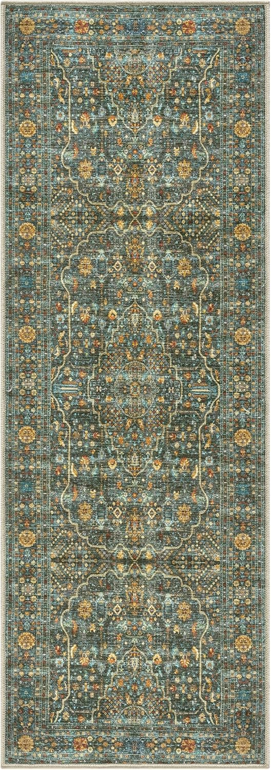 Keen Home Design 2x7 Rug - Machine Washable Runner Rug with Non-Slip Backing, Ideal for Hallway, Entryway, Kitchen, Laundry Room - Vintage, Easy Clean, Durable, Low Pile Rug - (2'6" x 7')