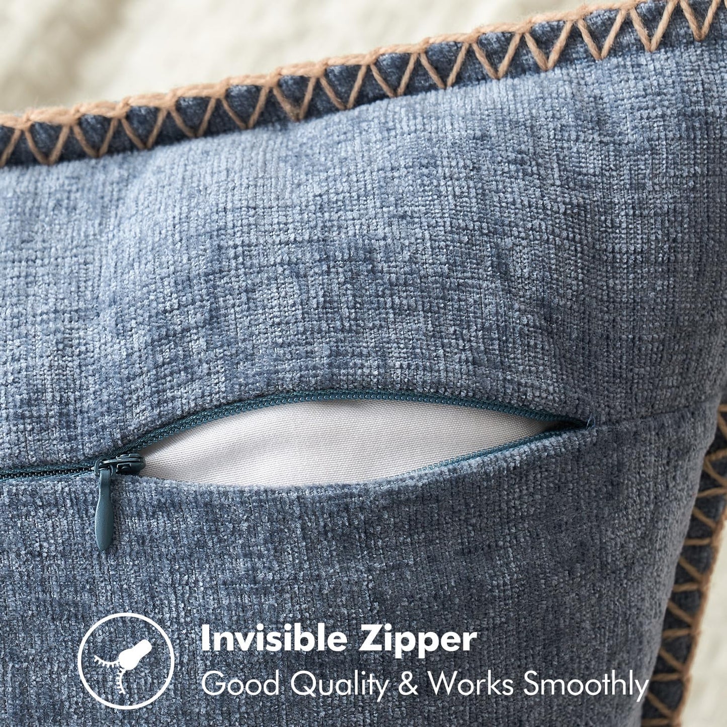 MIULEE Pack of 2 Couch Throw Pillow Covers 16x16 Inch Dark Grey Blue Farmhouse Decorative Pillow Covers with Stitched Edge Soft Chenille Solid Dyed Spring Pillow Covers for Sofa Bed Living Room