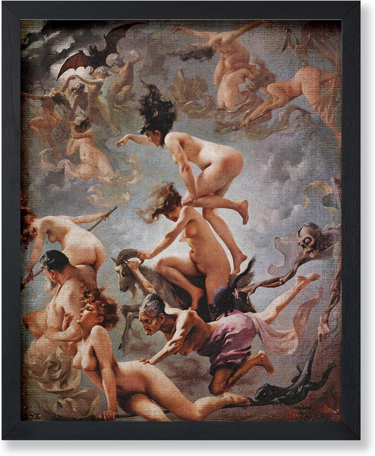 Poster Master Vintage Witches Going to their Sabbath Poster - Retro Naked Witches Print - Halloween Art - Pagan Art - Gift for Men & Women - Gothic Decor for Bedroom or Dorm - 11x14 UNFRAMED Wall Art