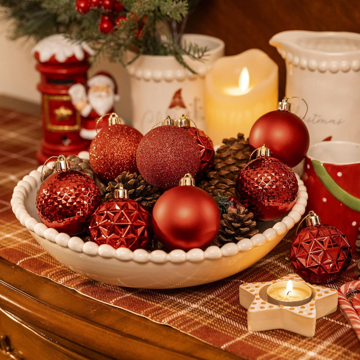 Valery Madelyn Christmas Tree Decorations Ornament Set for Fall Halloween, 50ct 2 Inches Red Shatterproof Christmas Ball Ornaments Hanging Xmas Holiday Party Decor
