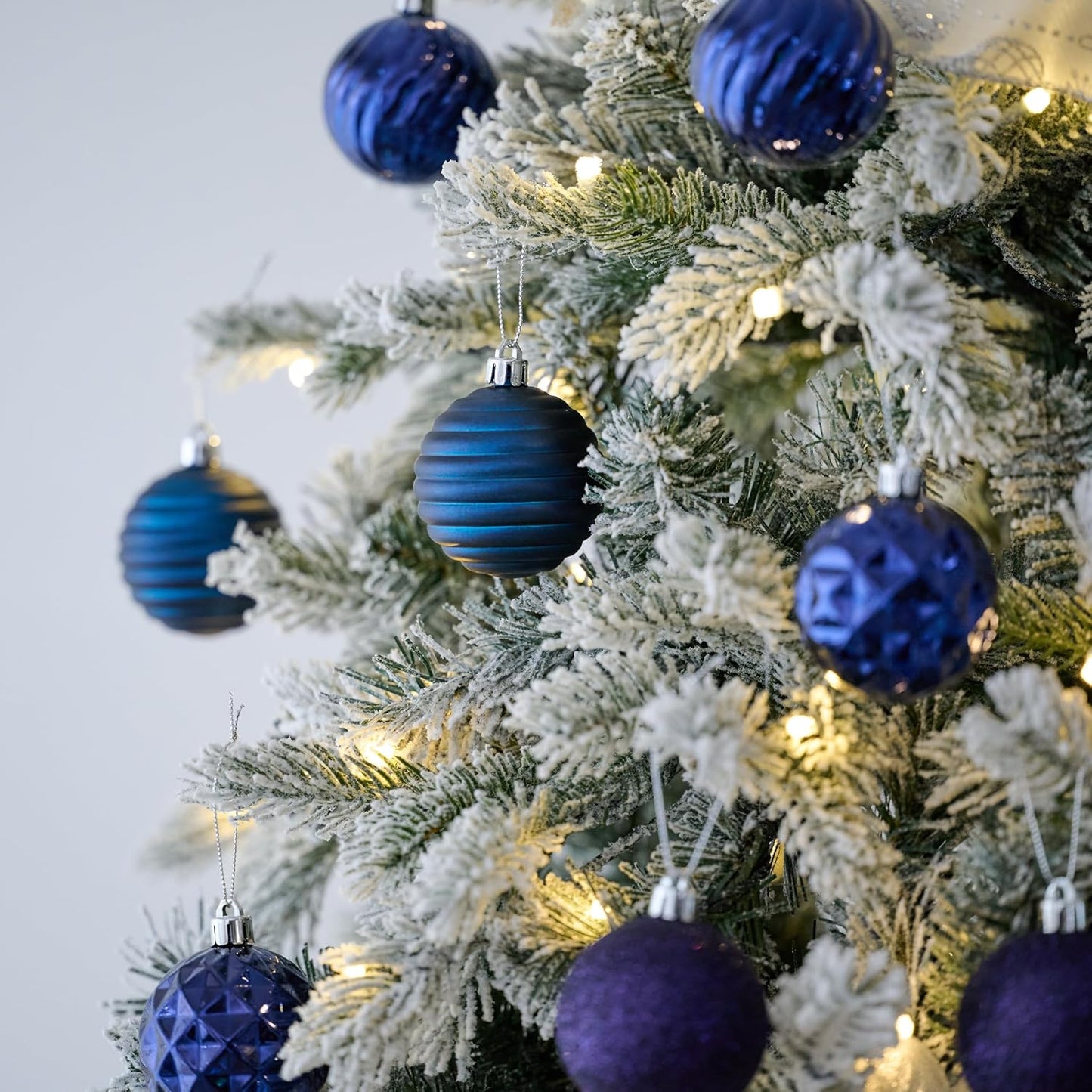 Valery Madelyn Christmas Ornaments Tree Decorations Set for Fall Halloween, 24ct Navy Blue Shatterproof Ball Ornaments, 2.36" Hanging Ornament Bulk for Xmas Holiday Party Decor
