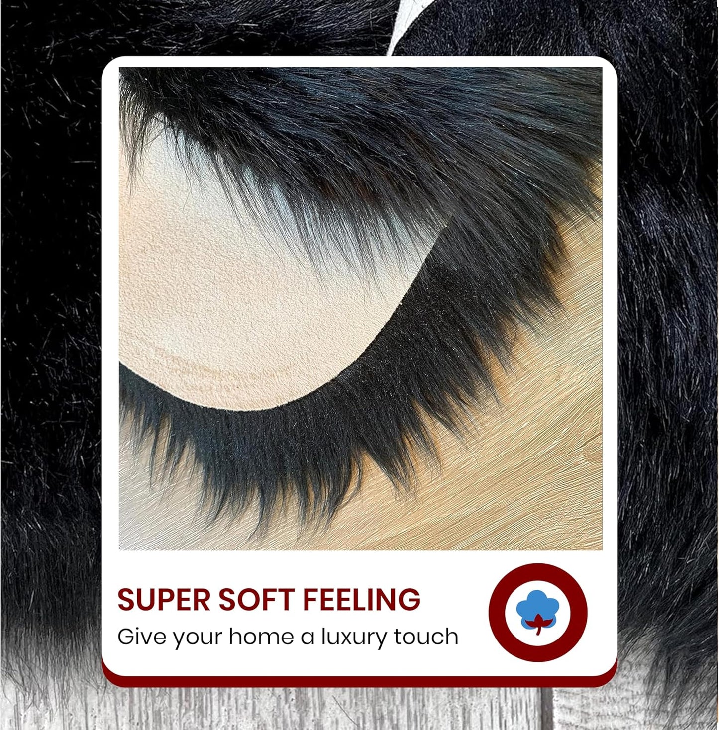 LAMBZY Faux Sheepskin Hypoallergenic Free Shape Silky Shag Rug, Luxury Shaggy Plush Carpet for Bedrooms Living Room Kids Rooms Sofa Floor Rugs (Duo Decto 12 Pelts 6'x12', Black)