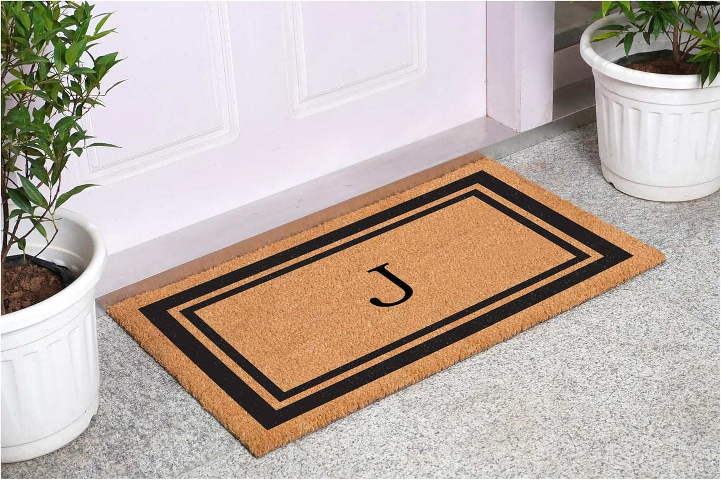 Calloway Mills 152963048J Black Border 30" x 48" Monogram Doormat Letter (J)