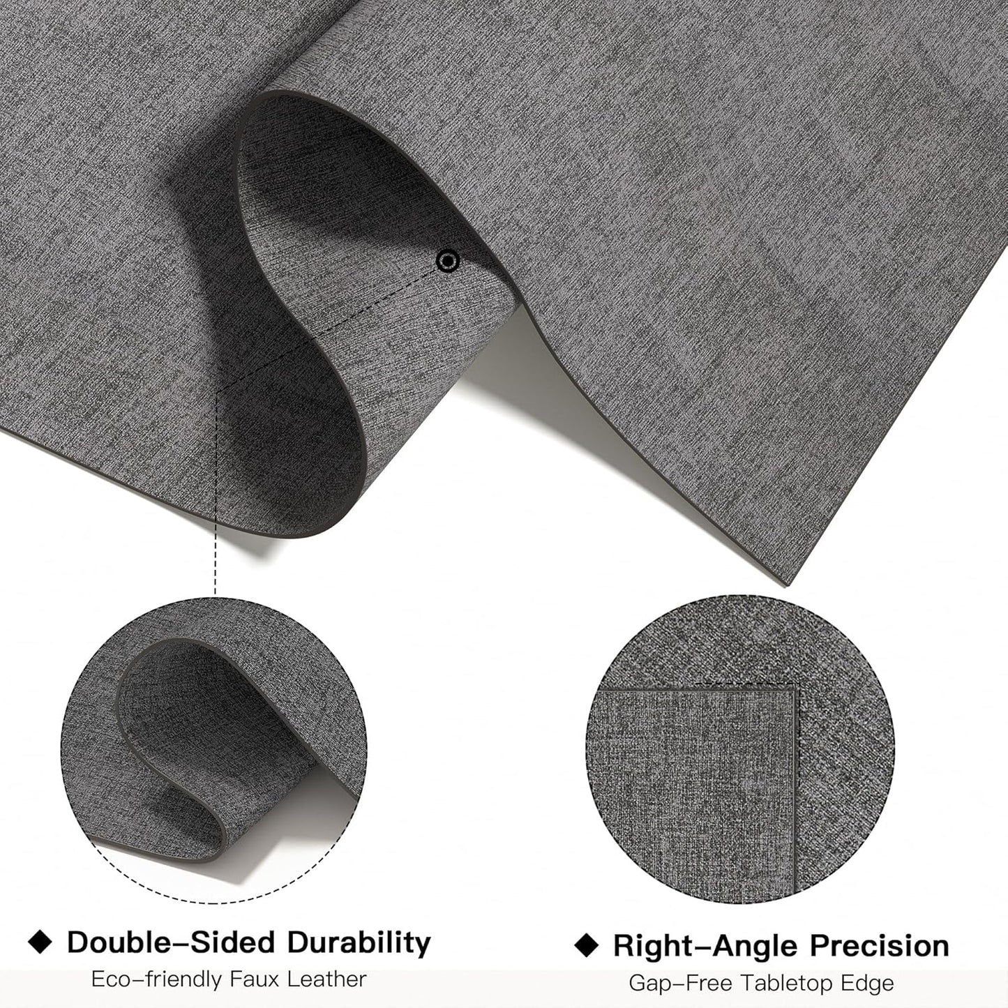 DOLOPL Placemats Set of 8, Reversible Wipeable & Heat Resistant Place Mats, Modern Faux Leather Table Mats for Kitchen, Neutral Waterproof Tablemats for Dining Table Decor, Wedding, Party(Charcoal)