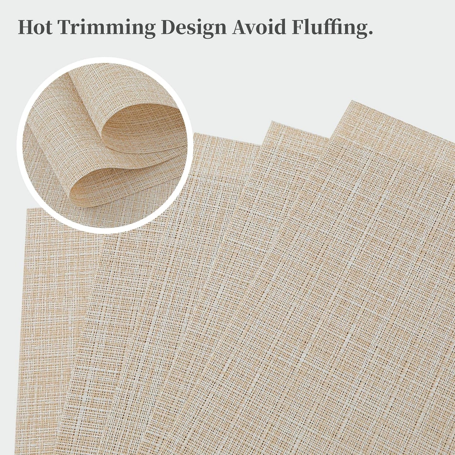 Leetaltree Beige Placemats Set of 24 - Heat Resistant Non-Slip Place mats for Dining Table, Washable Durable PVC Vinyl Woven Table Mats（Beige, 24）