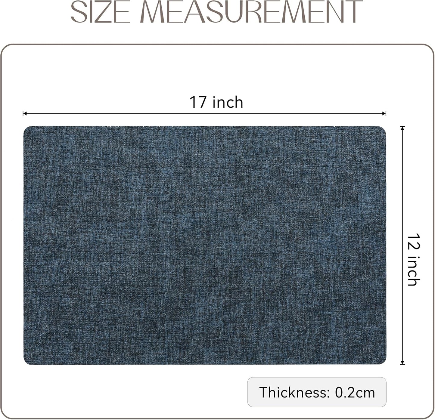 Romanstile Vinyl Placemats Set of 4-12 X 18 Inch - Heat Resistant Place Mats 100% Waterproof Oilproof Wipeable Reversible Faux Leather Table Mats for Kitchen/Dining/Party/Outdoor, Navy Blue