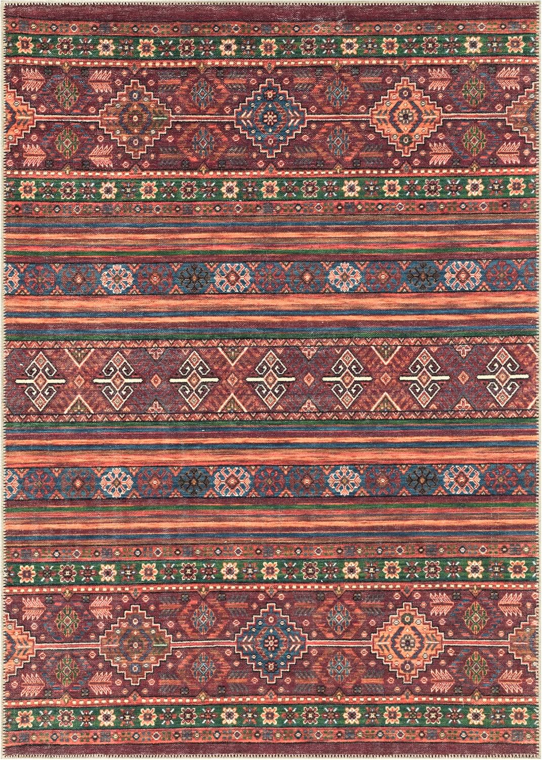 Keen Home Design 4x6 Rug - Machine Washable Area Rug with Non-Slip Backing, Ideal for Living Room, Dining Room, Bedroom - Vintage, Easy Clean, Durable, Low Pile Rug - (4' x 6')