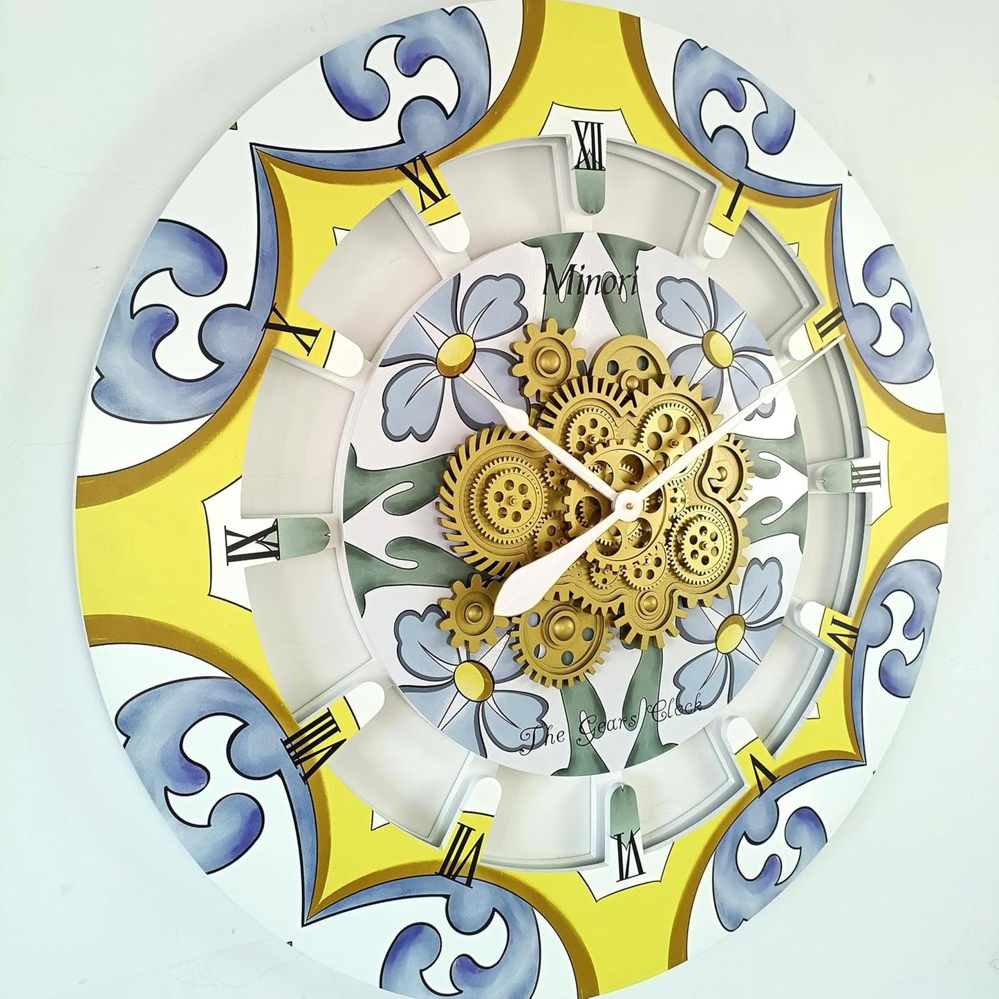 The Gears Clock Wall Clock Italy Collection with Moving Gears (Minori, 36 inch Round)