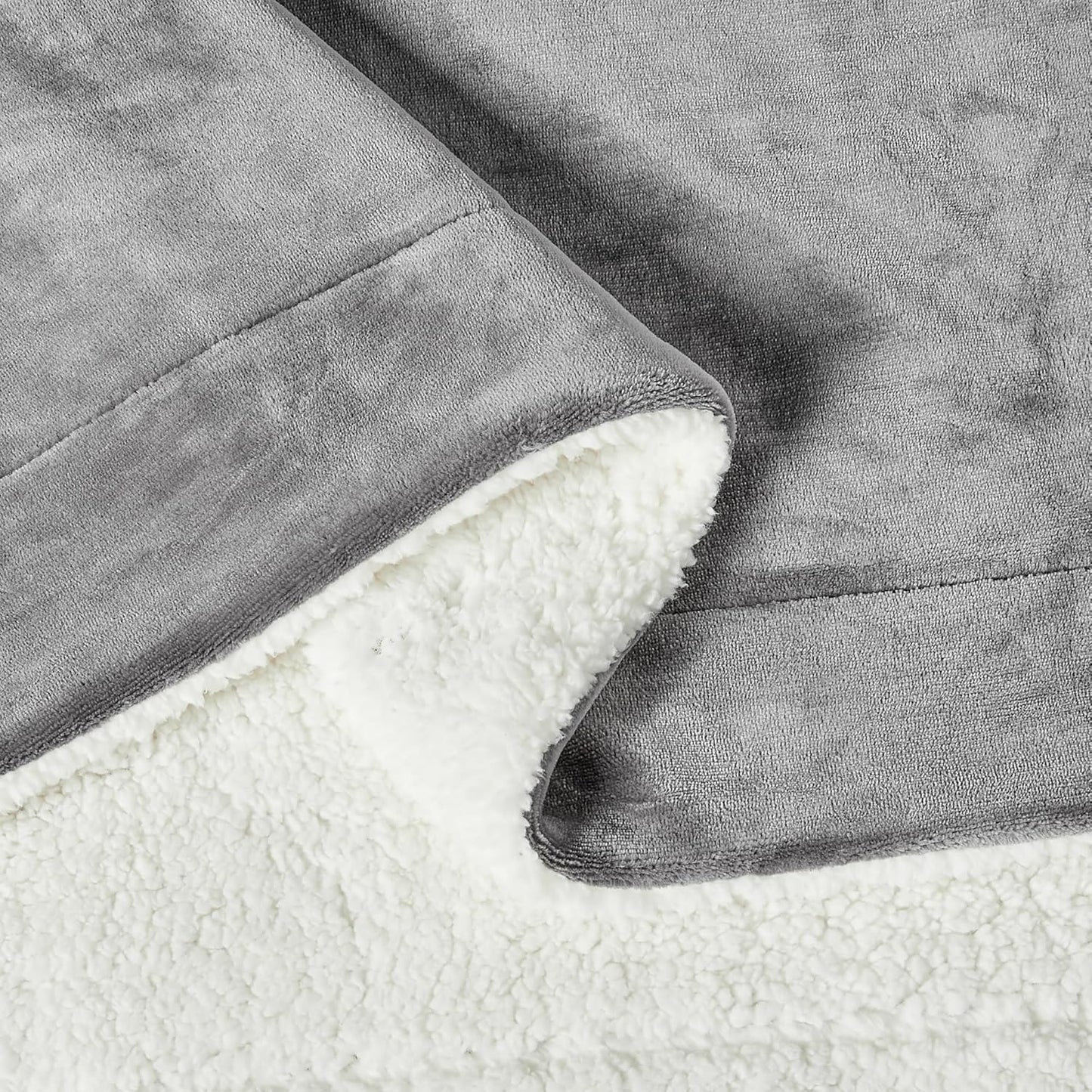 Amazon Basics Reversible Sherpa Throw Blanket, Dark Gray, 50"x60"