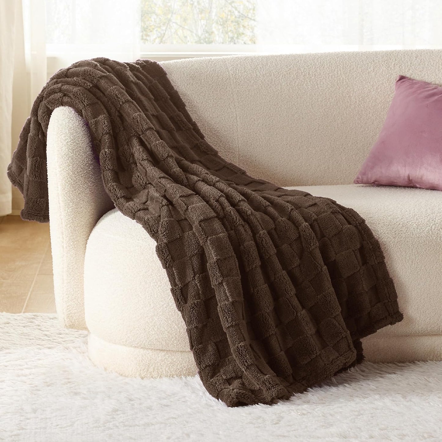 Bedsure GentleSoft Dark Brown Throw Blanket for Couch - Super Soft Cozy Blankets Gifts for Women Men Girls, Cute Small Fleece Throws for Bedroom Home Decor, 50x70 Inches