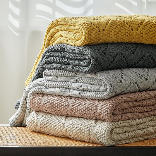 Longhui bedding Chunky Cotton Knit Throw Blanket for Couch, Sofa, Bed, or Chair, Decorative Breathable Fall Cable Knit Blanket 60 x 80 Inches, Large Medium Weight Grey