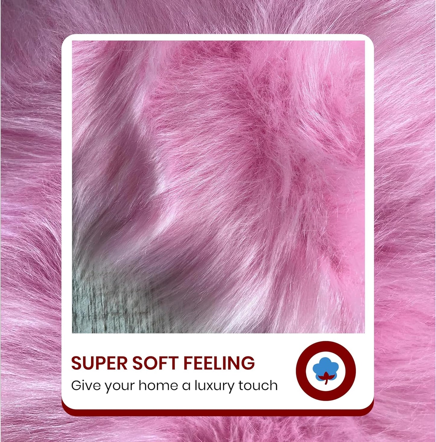LAMBZY Faux Sheepskin Super Soft Hypoallergenic Free Shape Silky Shag Rug, Luxury Shaggy Plush Carpet for Bedrooms Living Kids Room Sofa Rugs (Pink, Sexto 6 Pelts 6'x6')