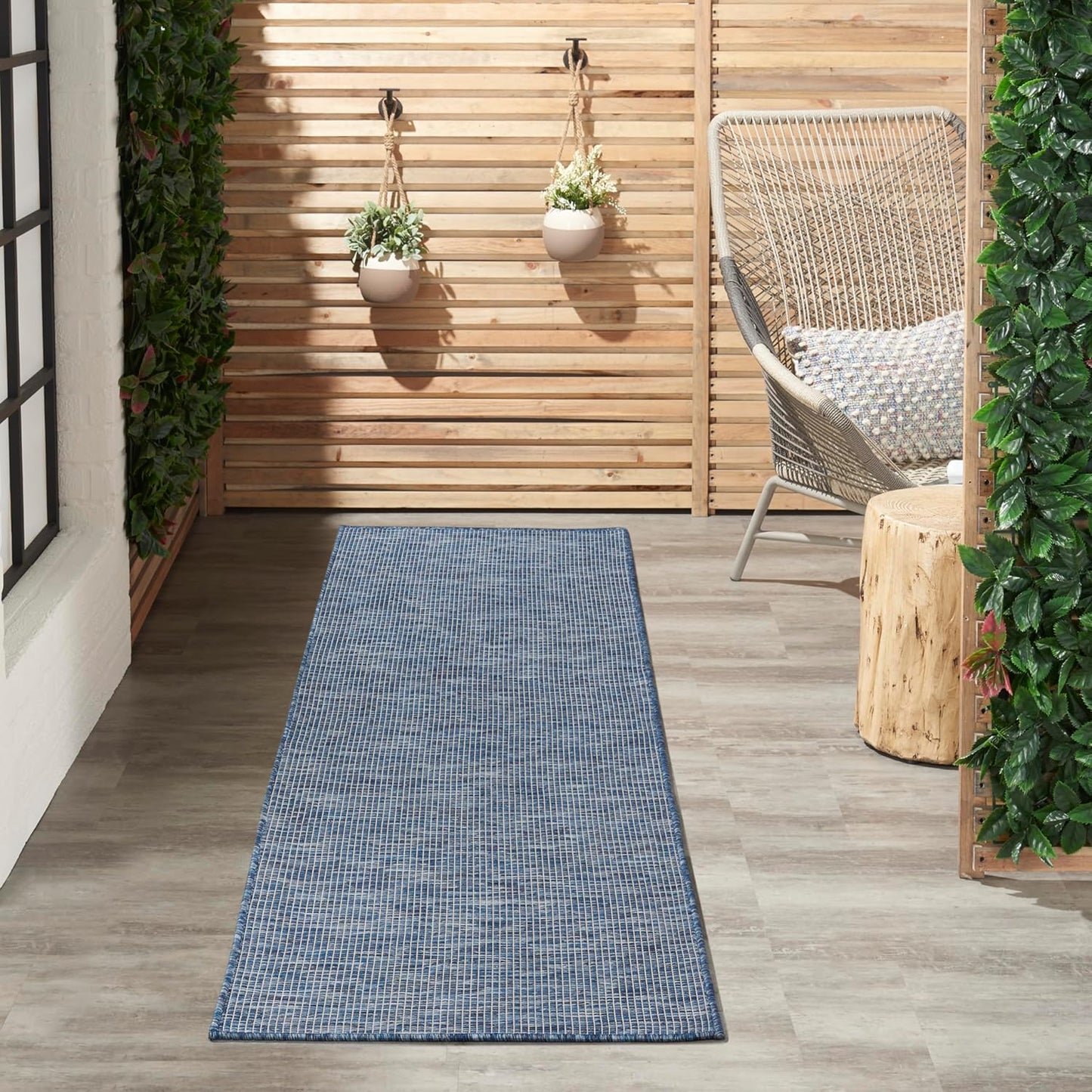 Nourison Positano Navy Blue 2' x 6' Area Rug Easy Clean, Non Shedding, Bed Room, Living Room, Dining Room, Kitchen (6' Runner)
