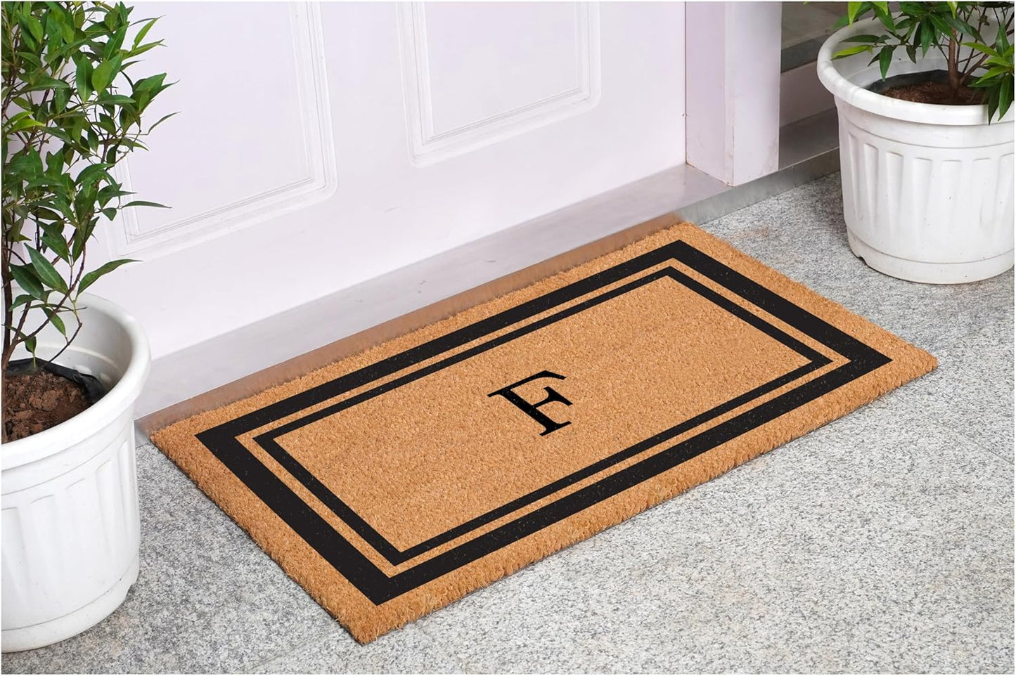 Calloway Mills 152963048F Black Border 30" x 48" Monogram Doormat Letter (F)