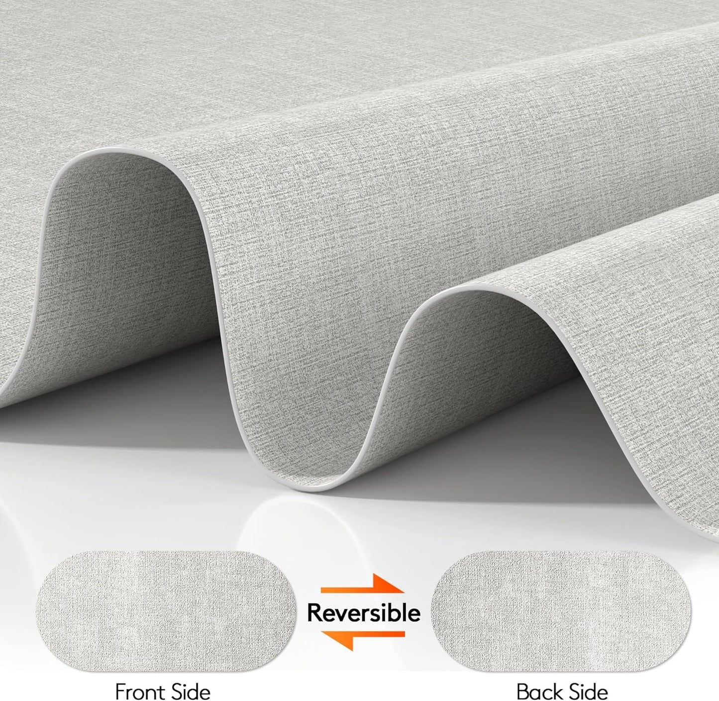 DOLOPL Placemats Set of 6, Oval Reversible Wipeable & Heat Resistant Place Mats, Modern Faux Leather Table Mats for Kitchen, Neutral Tablemats for Dining Table Decor, Wedding, Party(Gray)