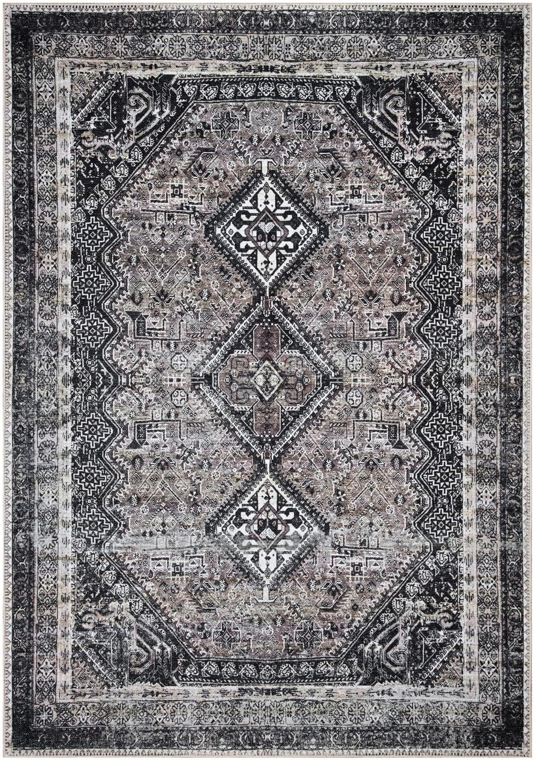 Keen Home Design 9x12 Rug - Machine Washable Area Rug with Non-Slip Backing, Ideal for Living Room, Dining Room, Bedroom - Vintage, Easy Clean, Durable, Low Pile Rug - (9' x 12')