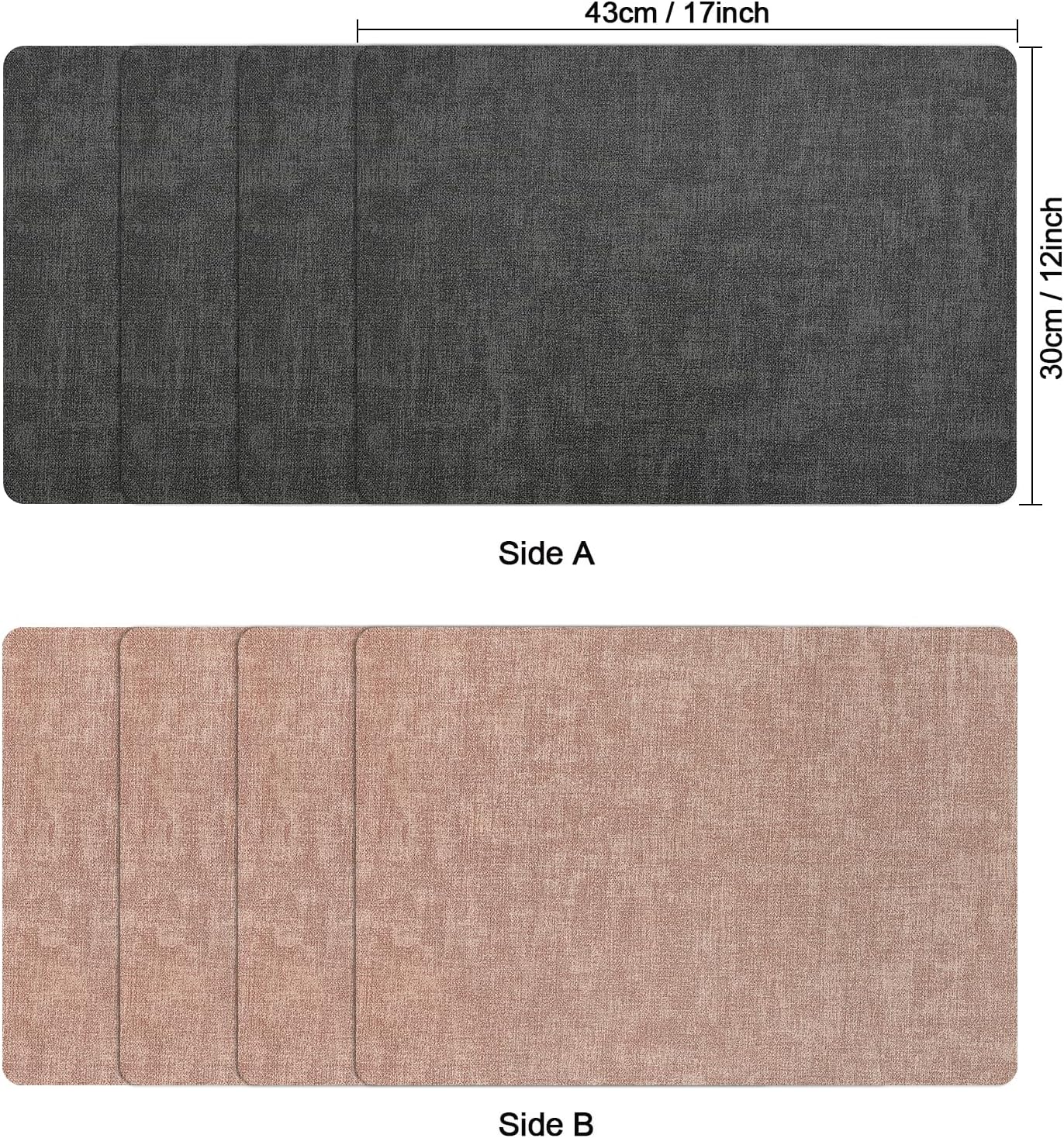 Myir JUN Placemats Dual Sided, Faux Leather Place Mats Set of 8 Indoor Placemats for Dining Table Non-Slip Washable Placemats Heat Resistant Outdoor Table Mats (Set of 8, Gray Pink)