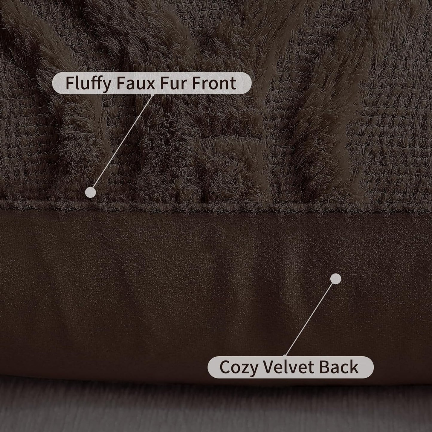 decorUhome Throw Pillow Covers 12x20 Inch Set of 2, Soft Plush Decorative Faux Fur Dark Brown Solid Couch Pillow Covers, Accent Farmhouse Neutral Lumbar Euro Pillow Cases for Sofa Bed Living Room
