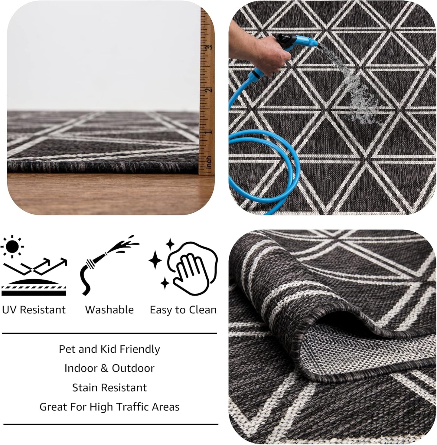 Keen Home Design Outdoor Runner Rug - 2x10 Washable Indoor/Outdoor Rug for Patio, Balcony, Kitchen, Garden, Beach, Deck and Porch. Size: 2'2" x 9'11"
