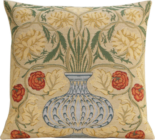 Charlotte Home Furnishings Throw Pillow Covers, Decorative Boho Pillow Covers for Couch, Living Room, Yellow Rose Square Cushion Cases 18x18 in, European Cotton Jacquard Woven for Cozy Bedroom Decor