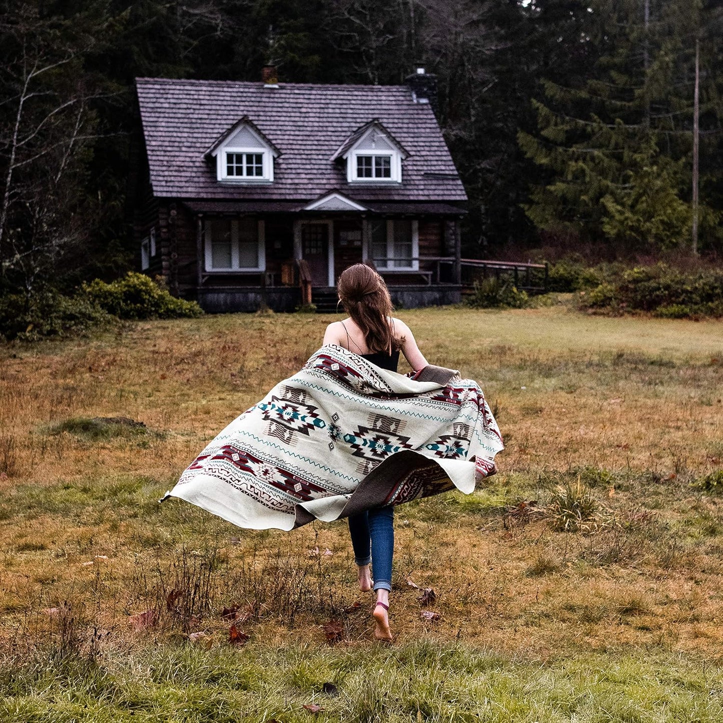 Inca Aztec Throw, Queen, King Blanket | Southwest Indian Navajo Boho Style | Native Cover for Camping, Bedding, Couch, Vanlife | Faux Alpaca, Lightweight, Hypoallergenic (Chimborazo Beige, Throw)