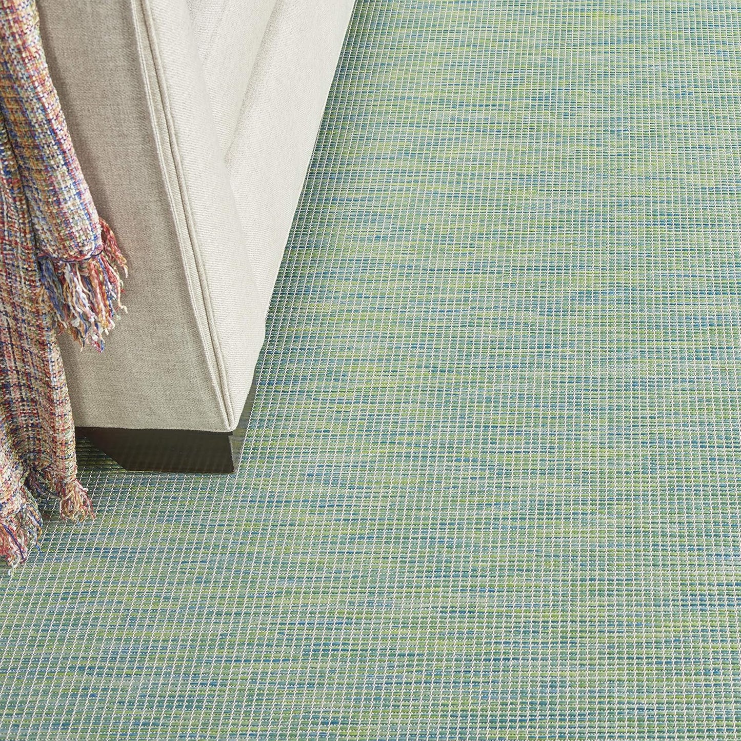 Nourison Positano Indoor/Outdoor Blue/Green 8' x 10' Area Rug, Easy Cleaning, Non Shedding, Bed Room, Living Room, Dining Room, Backyard, Deck, Patio (8x10)